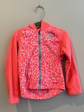North Face Girls Hooded Zip Up Fleece - Size 4T